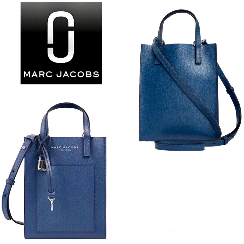 🦋New Marc Jacobs Pebbled Leather Micro Mini Grind Tote Crossbody in Azure Blue🦋 - Picture 9 of 10